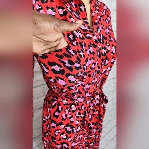 *NWT L'agence Stella Womens silk leopard print 3/4 sleeve shirt dress Sz XS - Picture 3 of 9